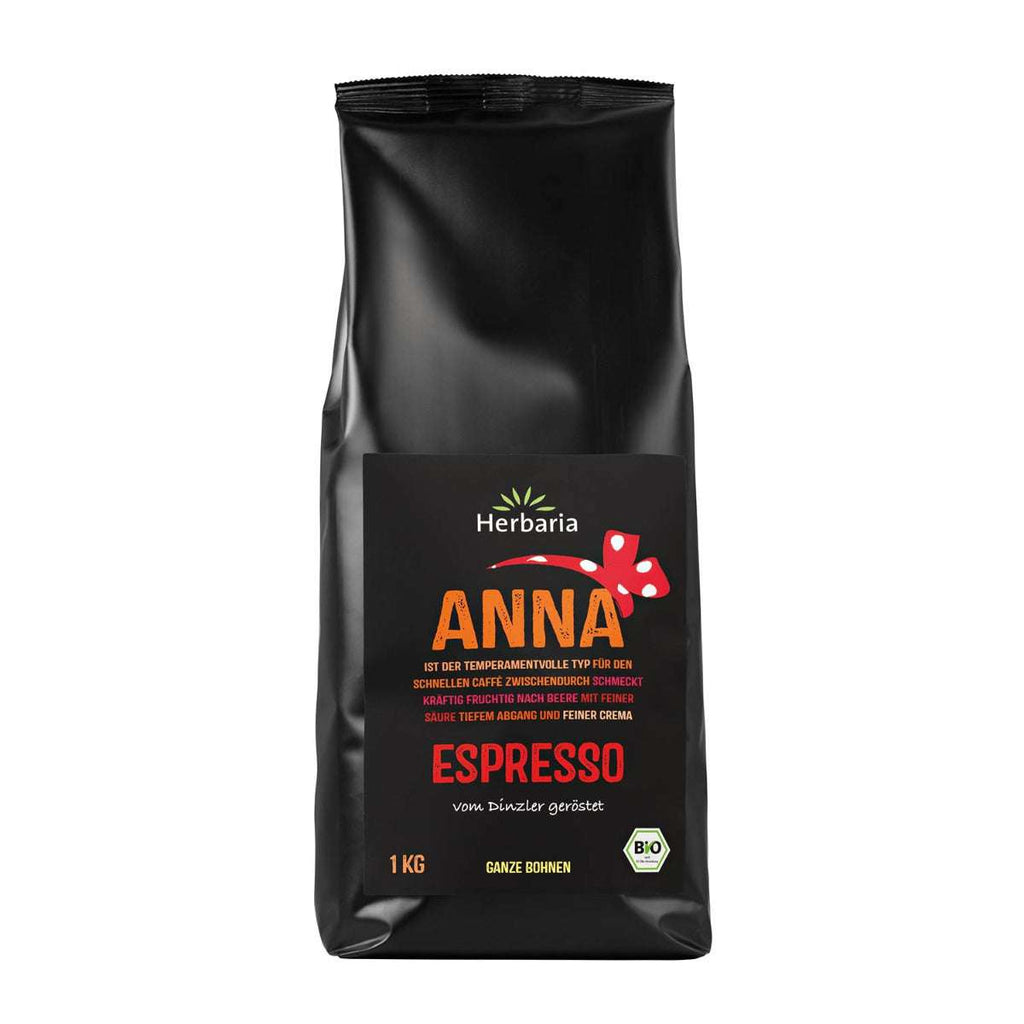 Herbaria Espresso Bio Anna ganze Bohne 1kg - kräftig fruchtig im Geschmack
