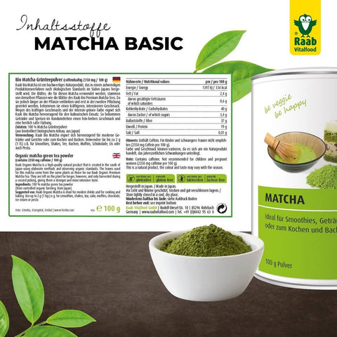 Raab Vitalfood Organic Matcha Basic Green Tea Powder Can 100g