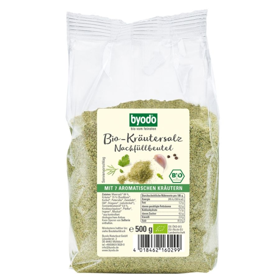 BYODO Premium Bio-Kräutersalz Nachfüllbeutel 500g Bio