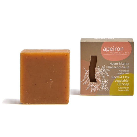 apeiron Vegetable Oil Soap Neem &amp; Clay Organic 100g - Clarification for impure skin
