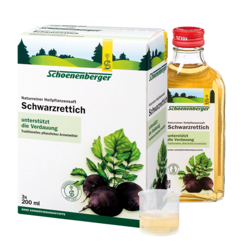 Schoenenberger Schwarzrettich, Naturreiner Heilpflanzensaft 3X200ml.