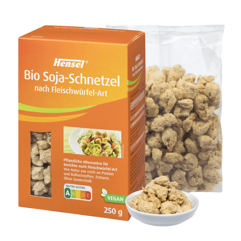 Hensel organic soy schnitzel meat cube style 250g