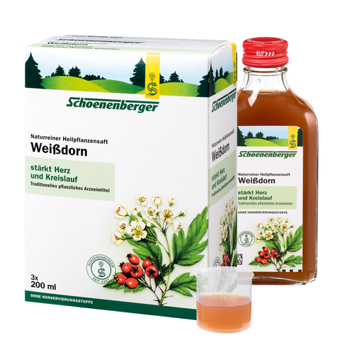Schoenenberger Weißdorn, Naturreiner Heilpflanzensaft 3X200ml.